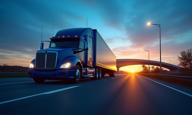 Blow-N-Smoke heavy-duty truck navigating a modern trade route corridor